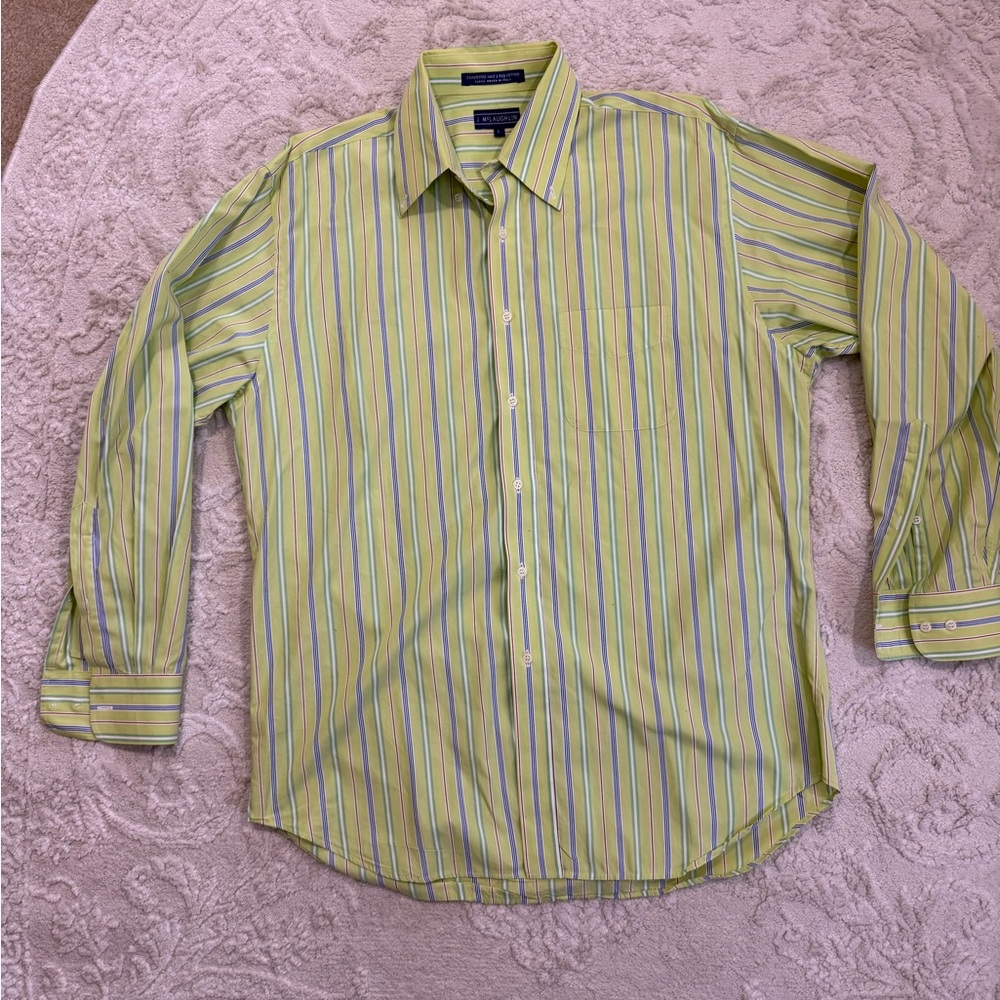J. McLaughlin‎ Lime and Blue Striped Men's Shirt